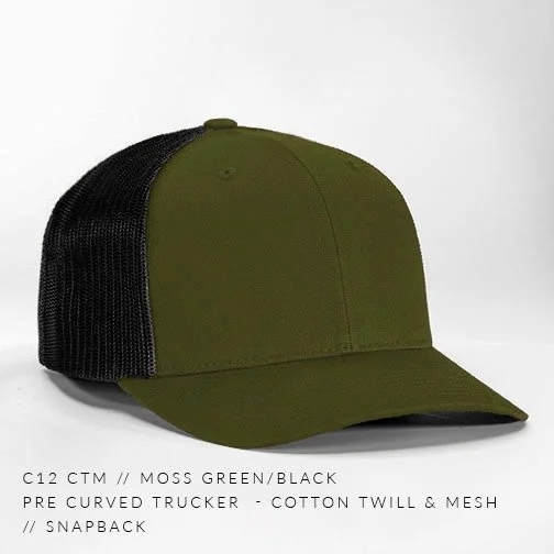 c12-CTM // Pre Curved Trucker Hat - Cotton Twill & Mesh // Custom